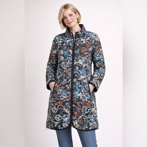 DOLCEZZA coat featuring vibrant artwork "Fascination with Colours." NWT Size S